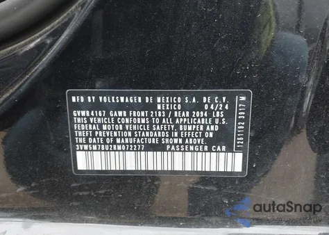 2024 Volkswagen Jetta 1.5T S from USA, damaged, VIN 3VW5M7BU2RM072277